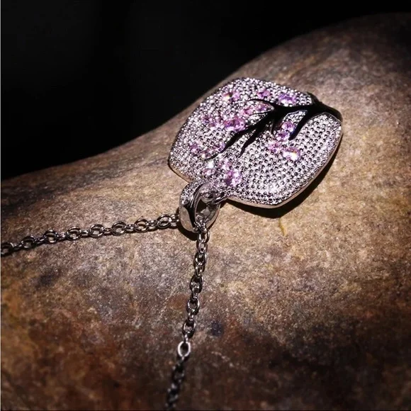 New Trendy Elegant Plum Tree Branch Blossom Charm Necklace - Picture 8 of 10